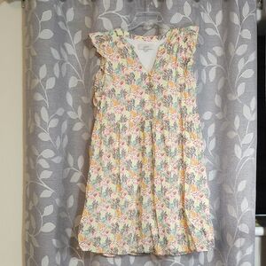LOFT Multicolor Floral Dress with Ruffle Sleeves size S